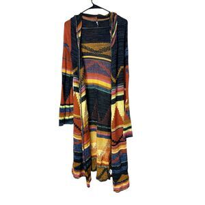 Free People Aztec Pueblo Yarn Lima Bell Sleeve Duster Cardigan Size M